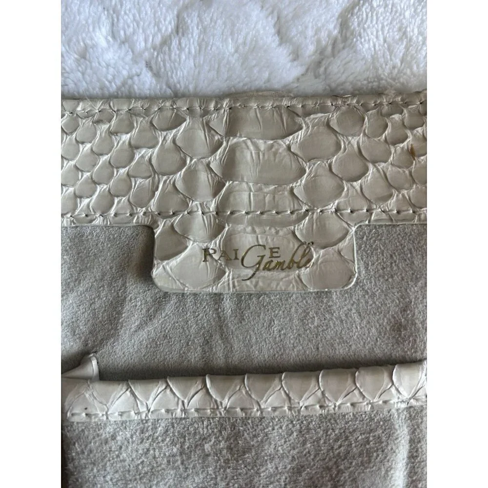 Paige Gamble Taupe Pebbled Leather Blakeley Bag With 2 Snakeskin Gussets